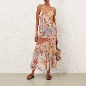 zimmermann luminosity blouson shirt in multi floral black